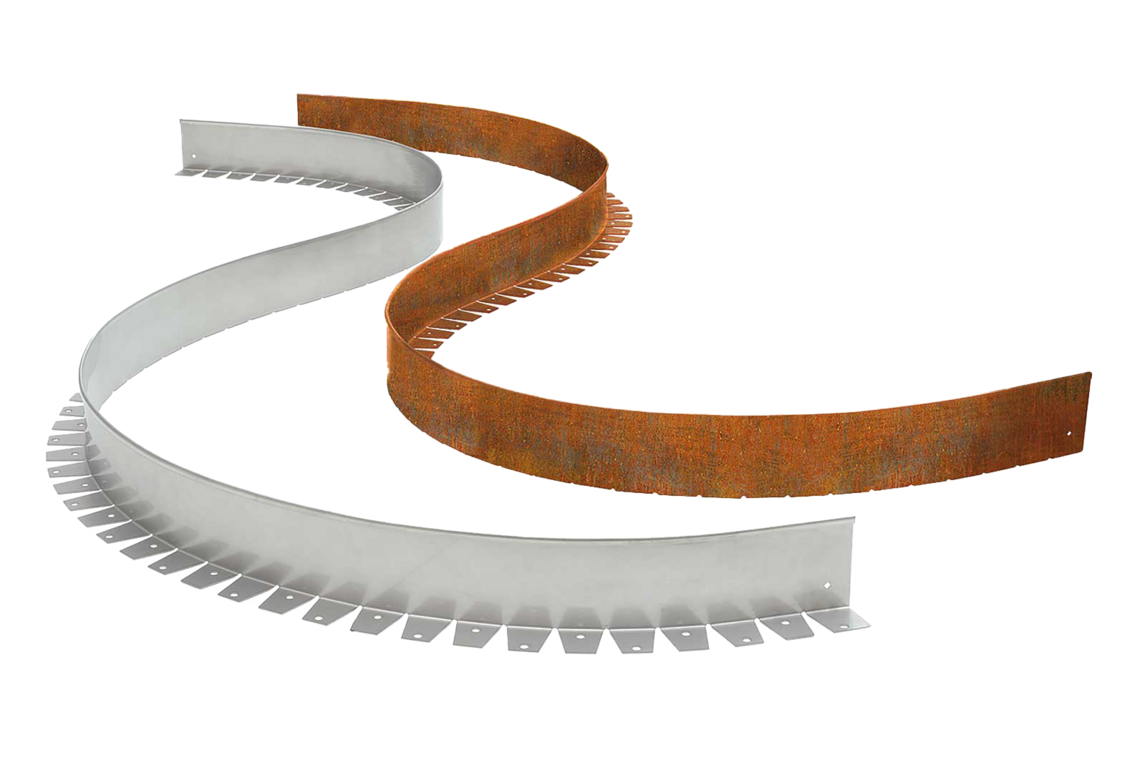 Flexible Beeteinfassungen aus Edelstahl, Aluminium oder Cortenstahl von Richard Brink in S-Form