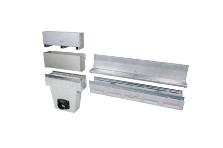 Die Betonrinnen lassen sich beliebig durch Sink- und Spülkästen ergänzen. Diese sind standardmäßig mit Ablaufstutzen aus Kunststoff für die Nennweiten DN 100 oder DN 150 versehen.