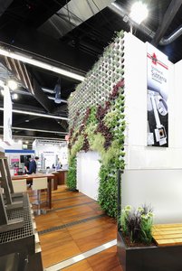 With its modular structure, the Adam living wall is the ideal solution for large-scale façade planting. It made for a real visual highlight at the trade fair booth.