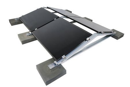 Les structures porteuses pour installations solaires avec pinces pour modules et pieds de lestage constituent un système performant adapté à tous les types de panneaux solaires et toutes les structures de toit.