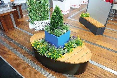 There was no shortage of lush greenery at the exhibition stand, with plant boxes on display alongside the living walls.