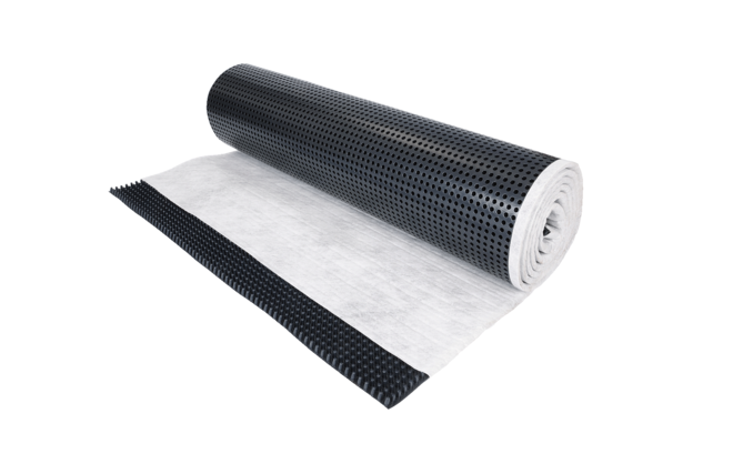 Noppenfolie mit Spezialvlies für lose verlegte Beläge