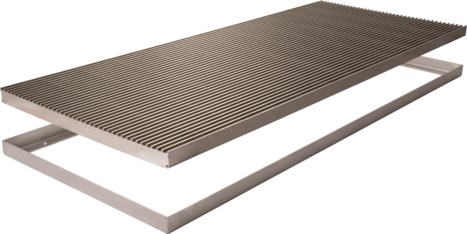 Schuin frame met aangepast staafrooster 20x3 mm in de lengte