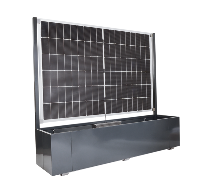 4 in 1: Pflanzkasten, Solarmodul, Sichtschutz & Windschutz