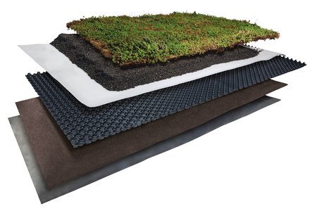 By contrast, the Terra system is based entirely on a substrate layer. Through the use of different drain mats and installation heights, it is extremely flexible and can be adapted to the vegetation.  Photo: Richard Brink GmbH & Co. KG