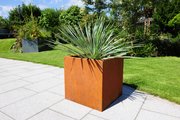 Pflanzkasten Basio Cortenstahl bepflanzt im Garten