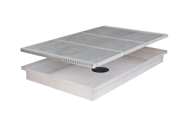 Custom-made dirt collection trays incl. foot grating