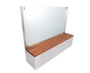 Modular Ventus als Sitzbank mit Rückwand aus satiniertem Glas als Sichtschutz
