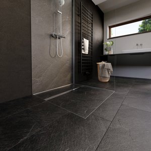 Ce système complet permet d’aménager des douches sans obstacle au sol et capables de s’intégrer idéalement dans leur environnement grâce à un receveur à carreler.  Photo : Richard Brink GmbH & Co. KG