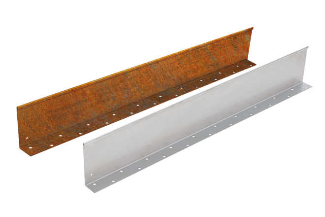 Gerade Variante der Rasenkanten aus Cortenstahl, Edelstahl oder Aluminium von Richard Brink
