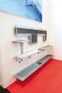 The metal products manufacturer showcased, for example, its Collecta industrial, shower and kitchen channel with corresponding drain points, suitable for collecting even large volumes of water in indoor spaces.