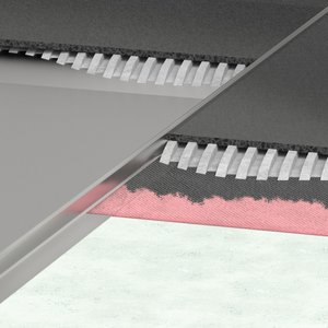 « Atrium » peut aussi bien être installé dans un évidement prévu à cet effet dans la chape ou à même le plancher avant la réalisation de la chape. Le carrelage est posé jusqu’au bord du receveur, ce qui garantit un visuel pratiquement continu.  Photo : Richard Brink GmbH & Co. KG