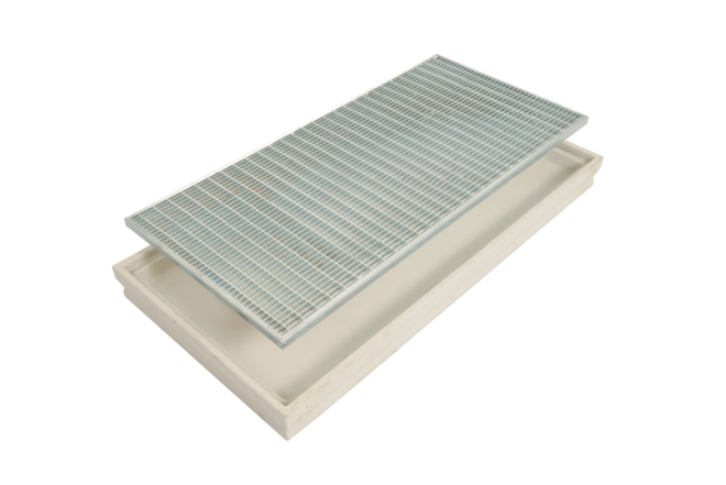 Dirt collection tray also available in fiber-modified concrete