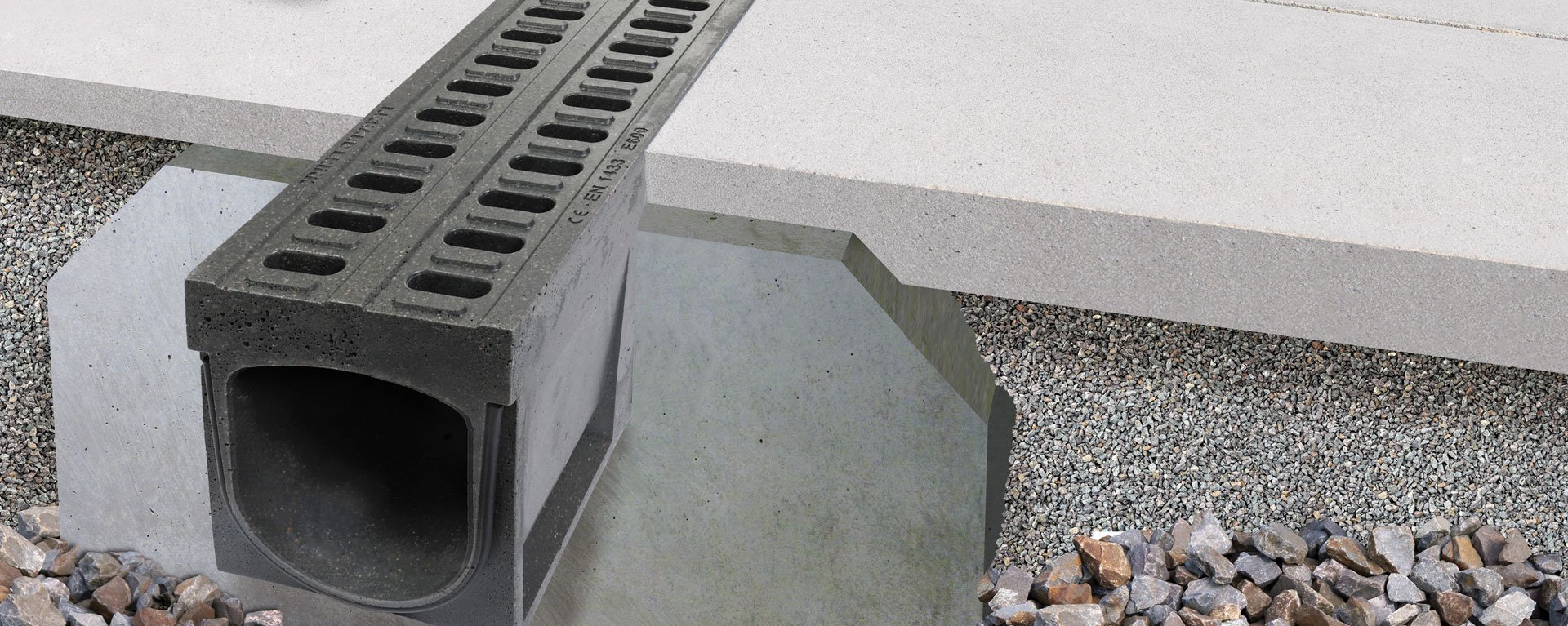 Betonrinne Mono-Fortis aus Polymerbeton für den Schwerlastbereich mit LKW befahrbar für Industrie & Werks Gelände