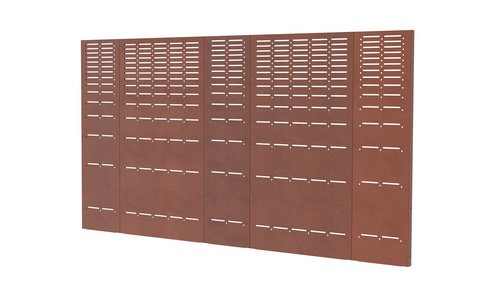 Die 1.800 mm hohen Wände lassen entweder die moderne Rostoptik des 2,0 mm starken Cortenstahls für sich sprechen oder werden dank gelaserter Muster gleichzeitig zum Dekorationselement im Außenbereich.  Foto: Richard Brink GmbH & Co. KG