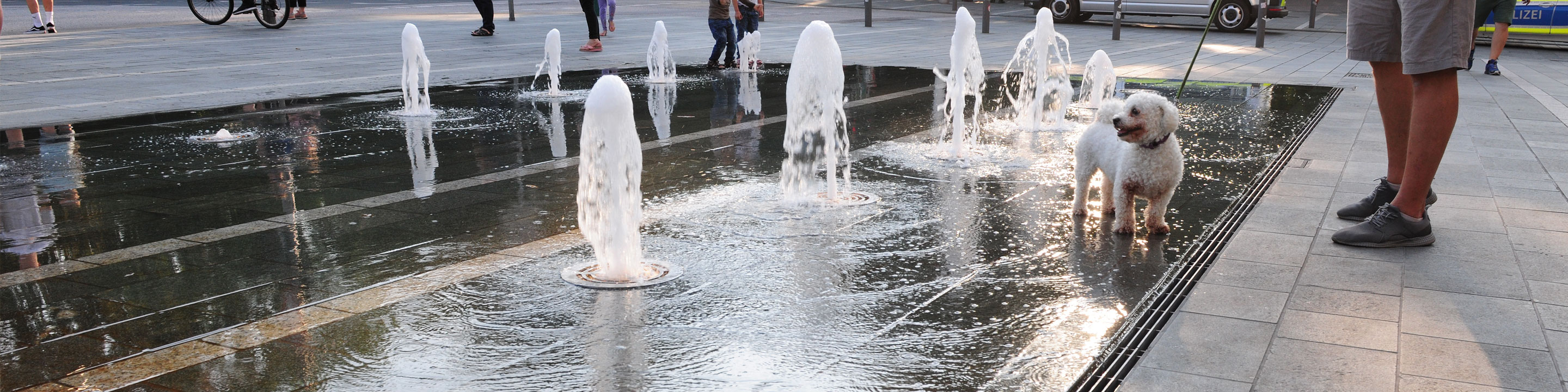 Brunnen und Fontänenfelder können mit der Zweikammer-Brunnenrinne von Richard Brink zuverlässig und effizient umgesetzt werden