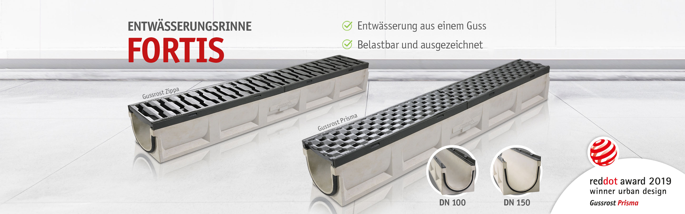 Schwerlast-Entwässerungsrinne "Fortis" aus Beton von Richard Brink
