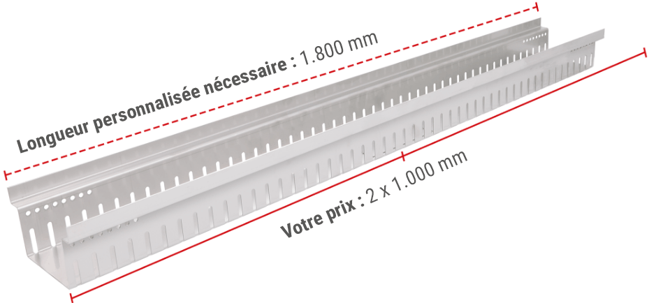 Nous fabriquons des dimensions spéciales pour les caniveaux de drainage au prix standard de l'unité standard immédiatement supérieure.